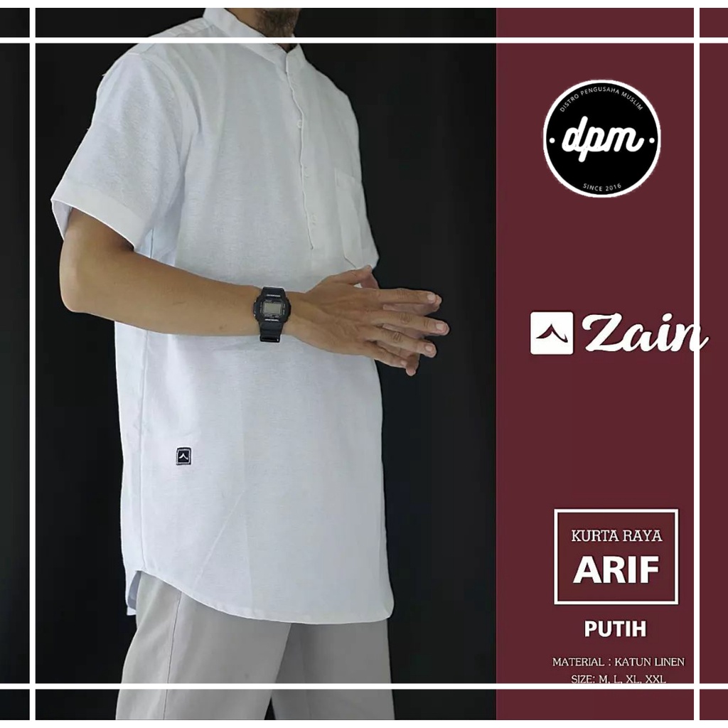 KURTA Raya ARIF Kurta Lengan Pendek Bahan Katun Linen