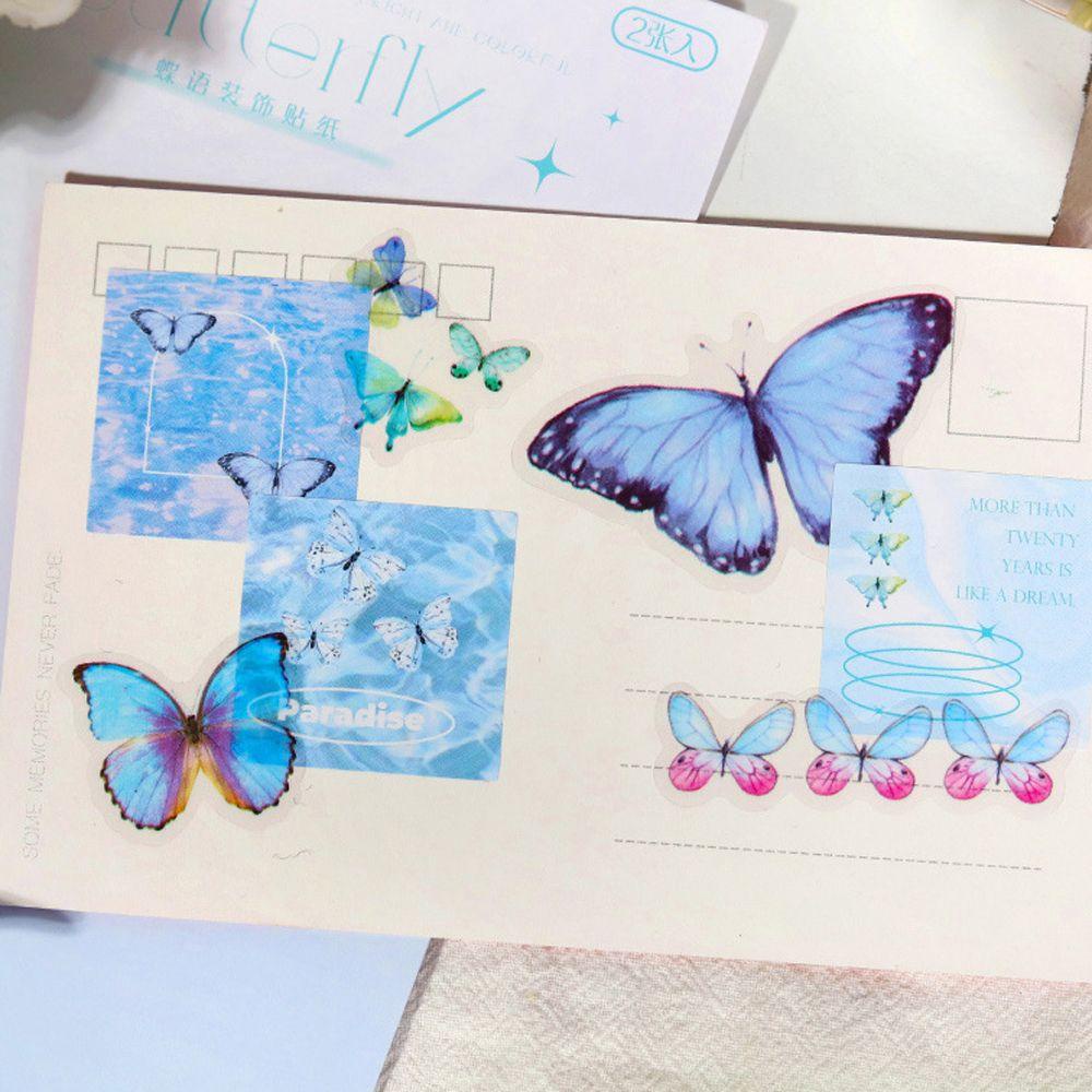 Lanfy Butterfly Stationery Sticker Jurnal PET Hand Akun Perekat Diri Stiker Handphone Perlengkapan Sekolah