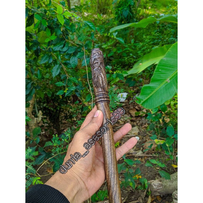 tongkat kayu kalimosodo/ tongkat komando ukir cap orang tua