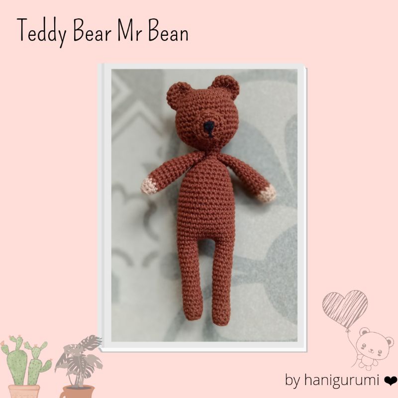 Boneka Rajut Teddy Bear Mr Bean (Tinggi 17cm)