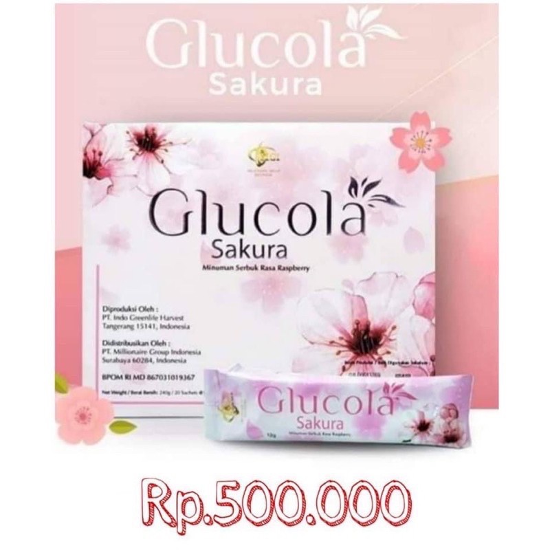 MCI GLUCOLA SAKURA (1 Box/20Sachet) / NGURANGI RAMBUT RONTOK KAKI PECAH WHITHENING WHITENING KULIT M