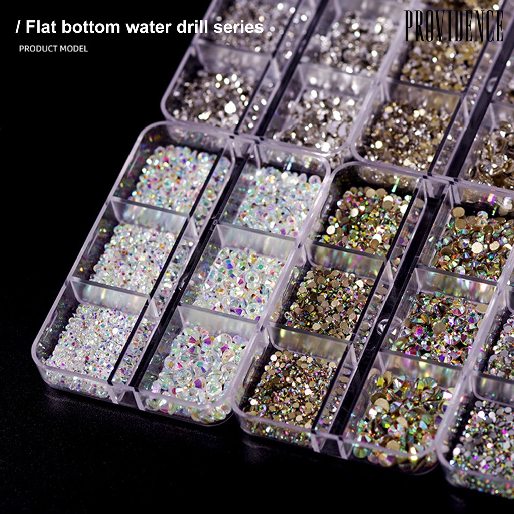 Providence 6 Grids/Box 1688Pcs Fingernail Ornament DIY Decorative Glass Nail Art Accessories Super Flash Rhinestone for Personal Use