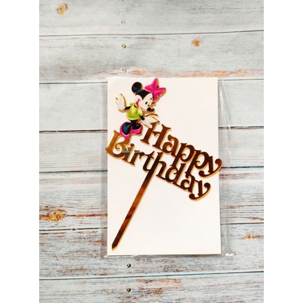 cake topper hiasan kue ulang tahun bahan acrylic akrilik karakter minnie mouse mini mouse