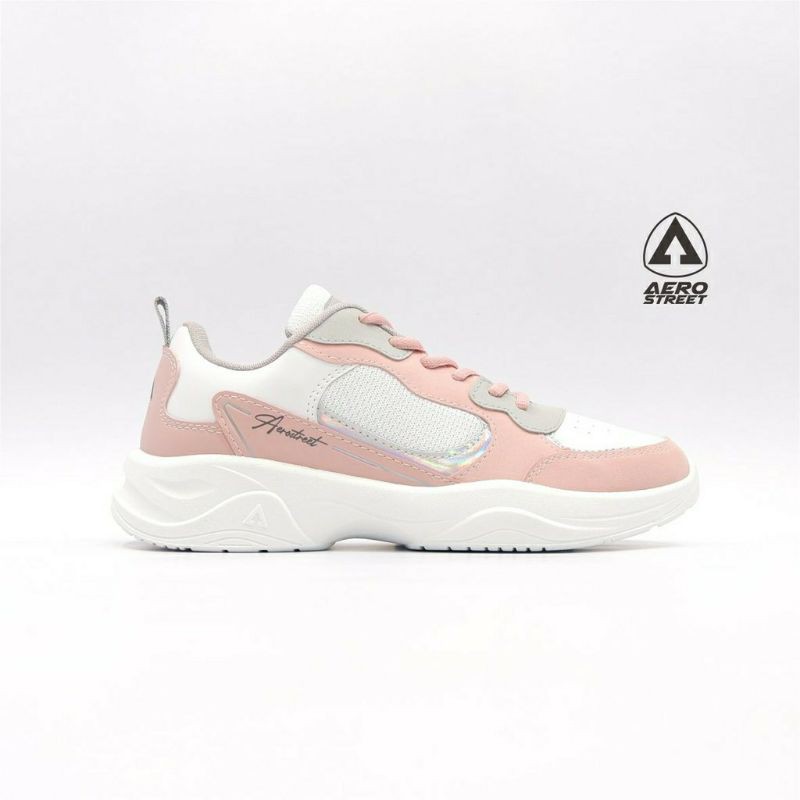 Aerostreet 37-40 Ivy Putih Pink - Sepatu Sneakers Casual Sport Sekolah