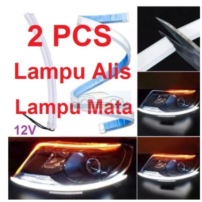 Lampu Alis Senja LED DRL Lampu Runing Turning Mata Headlamp 12V  Mobil &amp; Motor 30CM