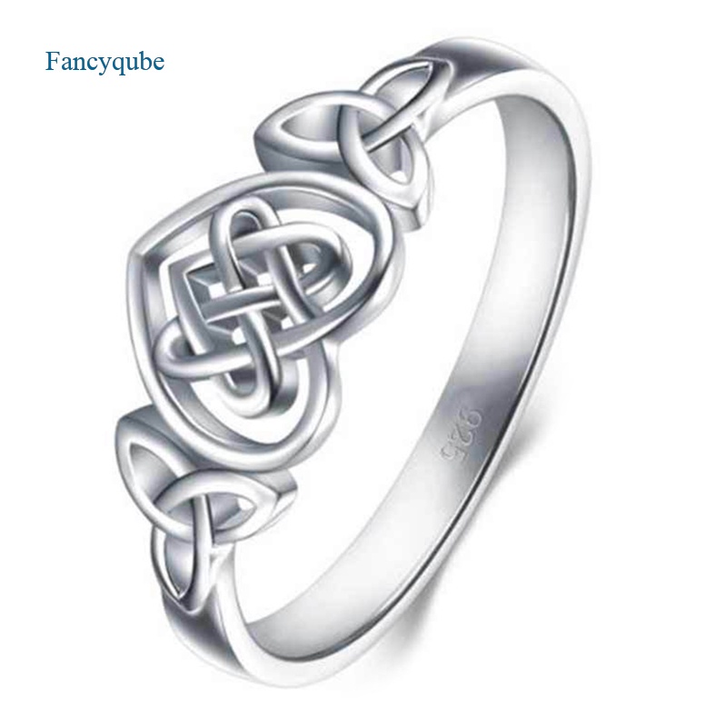 Fancyqube Cincin Sterling Silver 925 Desain Simpul Hati Tahan Lama Untuk Pernikahan