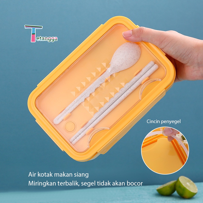 Lunch Box Kotak Makan 3 Grid Dengan Dengan Kotak Sup Dan Sendok Gratis Anti Tumpah Berbahan BPA FREE / TETANGGA