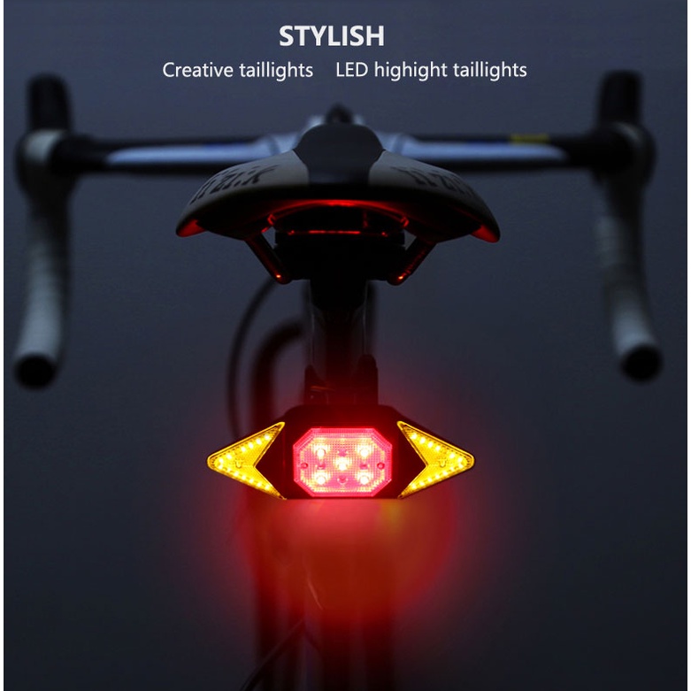 Biking Lampu Sein Sepeda USB Wireless Tanpa Kabel Waterproof AUTOMATIC DIRECTION RECHARGEABLE-4