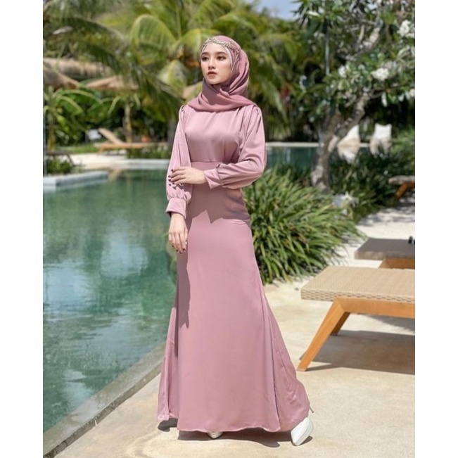 Gamis Satin polos jasmine