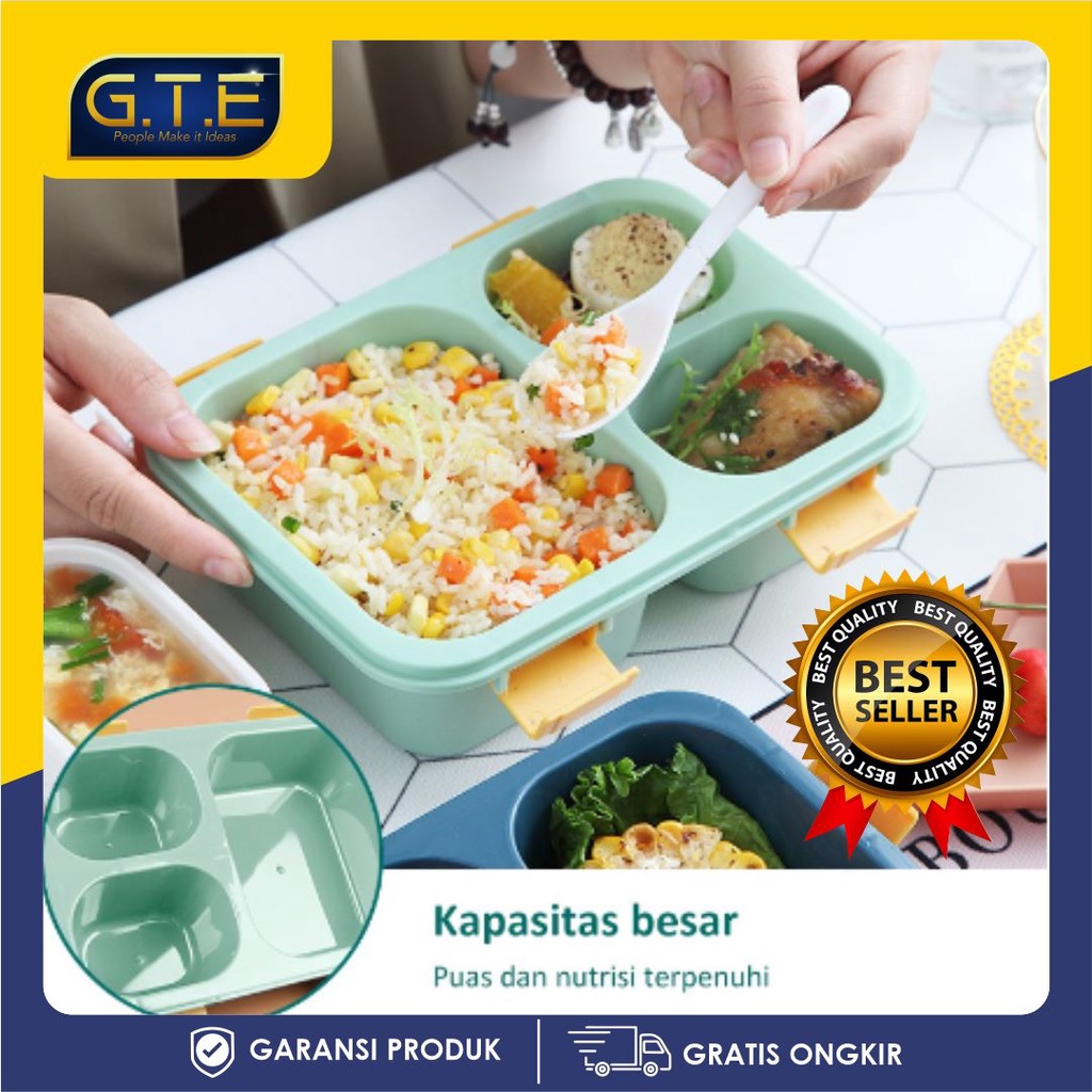 GTE | KOTAK BEKAL BERSEKAT | KOTAK BEKAL MAKAN 3 SEKAT | LUNCH BOX | BPA FREE | ANTI BOCOR