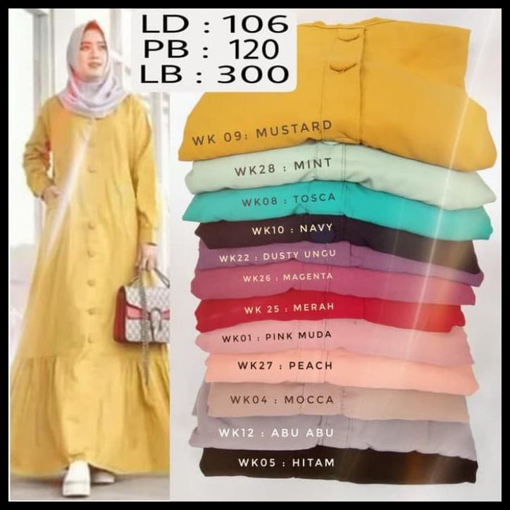 Gamis Wolfis Aeesha Dress Wolpeach Polos - Hitam