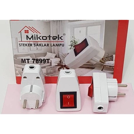 MIKOTEK Steker + Saklar + Lampu Steker Arde Switch On Off MIKOTEK