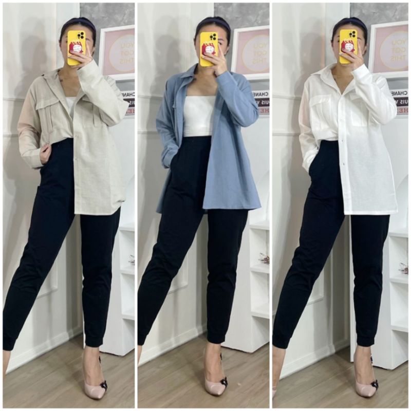 ⚡️CLEARANCE SALE ♡ PREMIUM ♡ ORIGINAL ! MARINA LONG SLEEVE POCKET BUTTON SHIRT / KEMEJA LENGAN PANJANG ( BUSUI FRIENDLY )