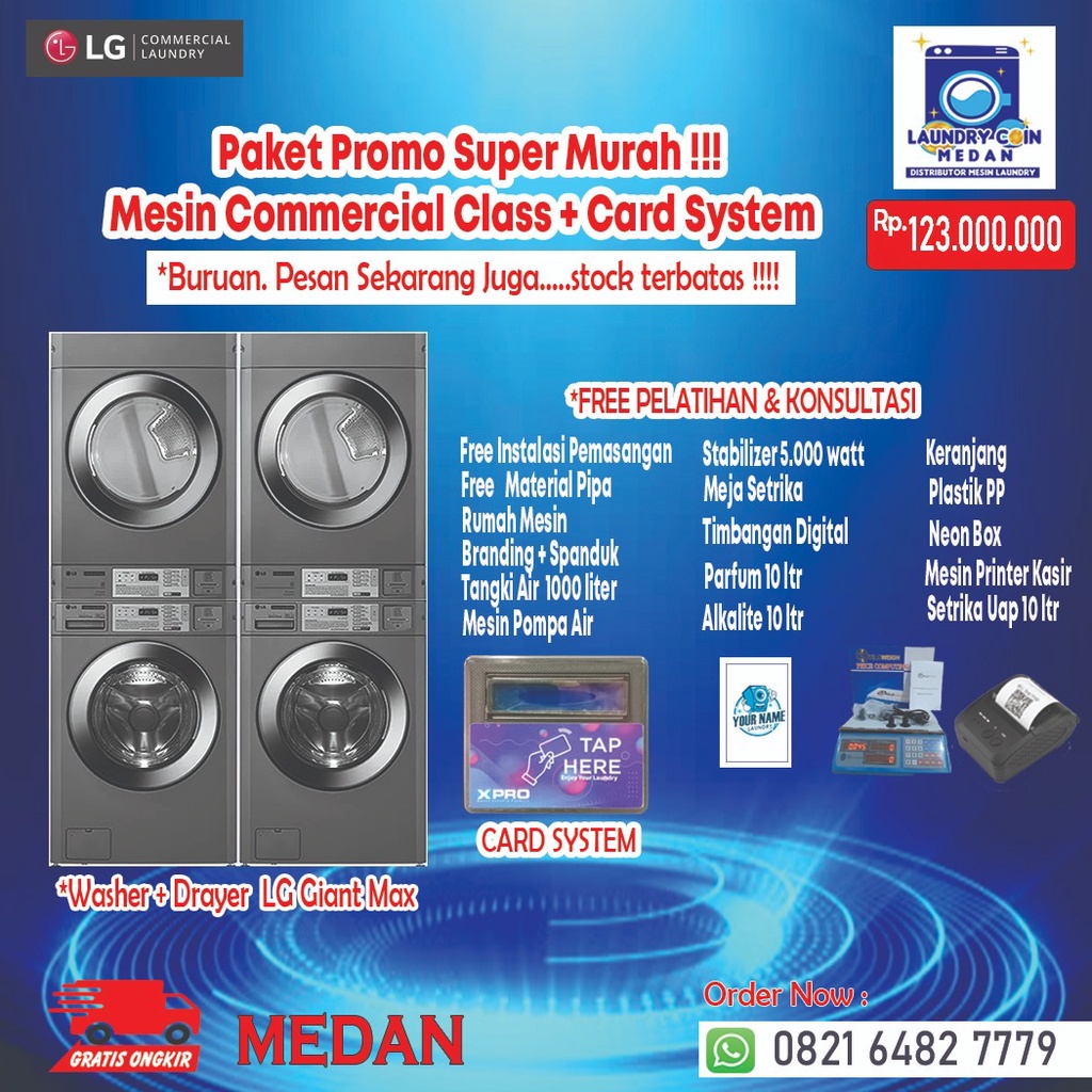MESIN CUCI + DRYER LG GIANT MAX/ PAKET USAHA LAUNDRY MURAH// MEDAN