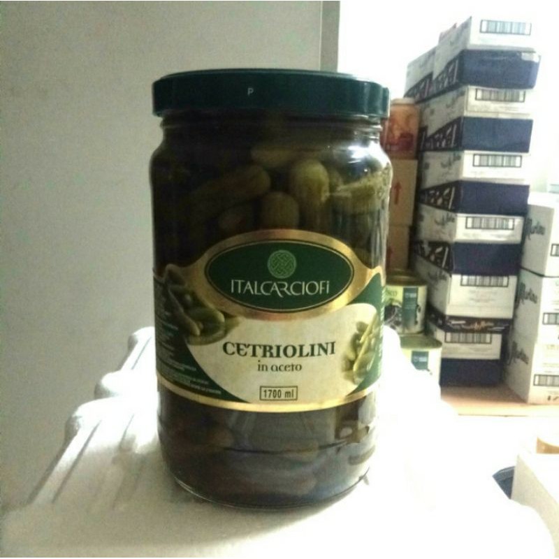 

ITALCARCIOFI Gherkins / Acar mentimun | Cetriolini in Aceto 1.7kg