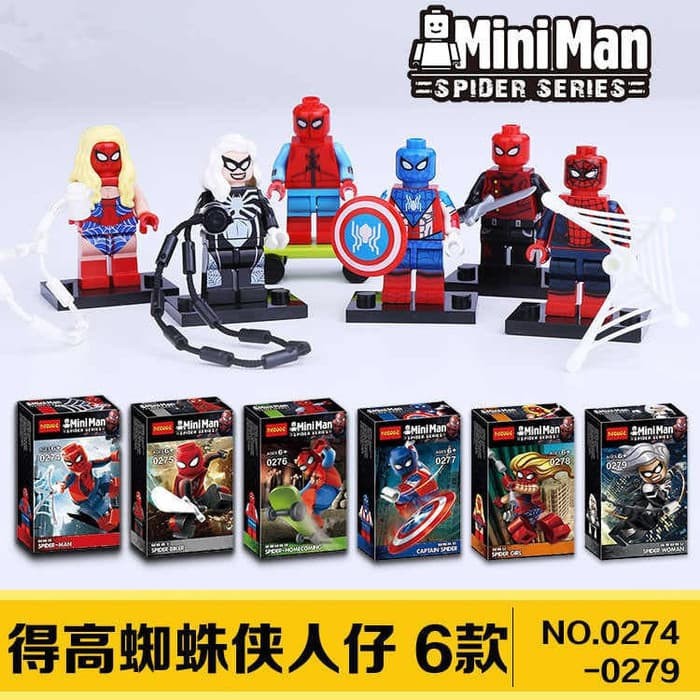JK -  Brick lego Spiderman Set Isi 6 Avengers Mini Figure Super Hero Marvel