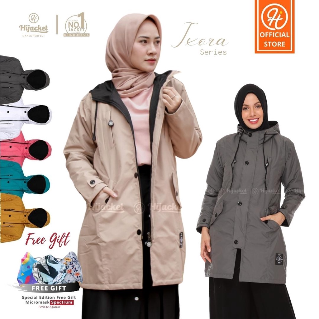 ✅ TERLARIS ✅ Jaket Parka Wanita Muslimah Hijaber Waterproof - HIJACKET IXORA Anti air Hijaket Hijab