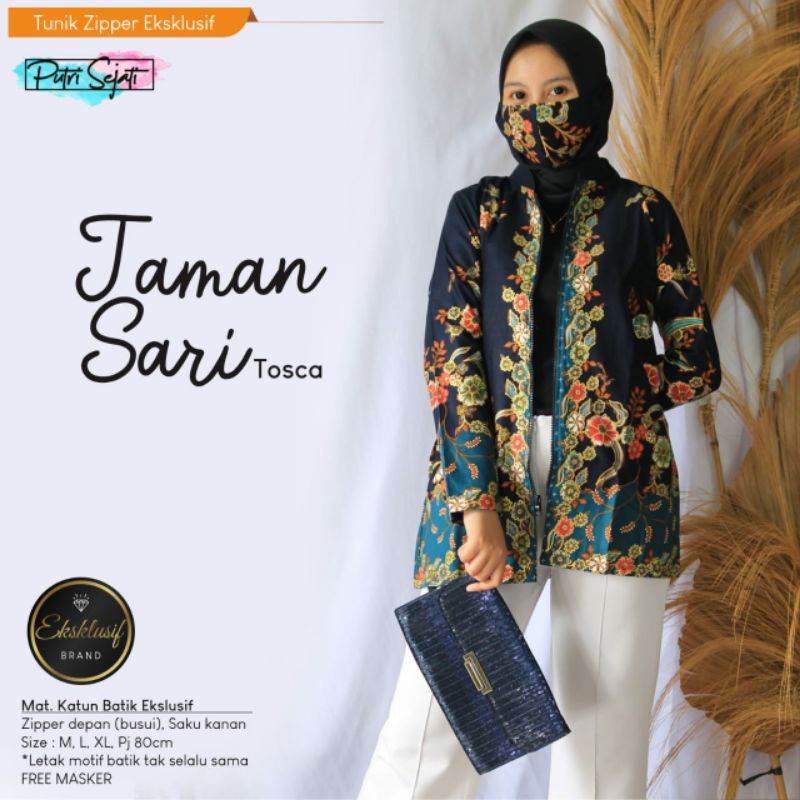 tunik batik zipper eksklusif atasan batik wanita