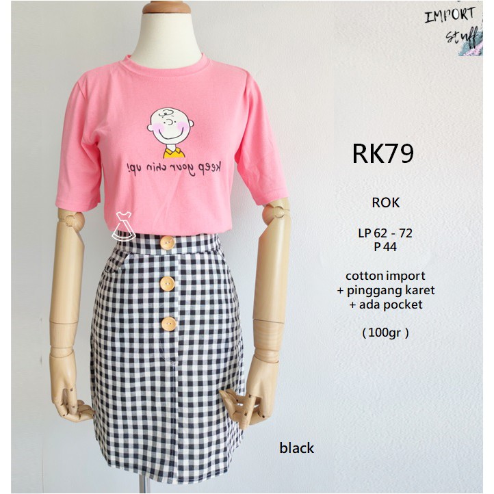 RK79 - ROK MINI KOTAK-KOTAK IMPORT SKIRT KOREAN