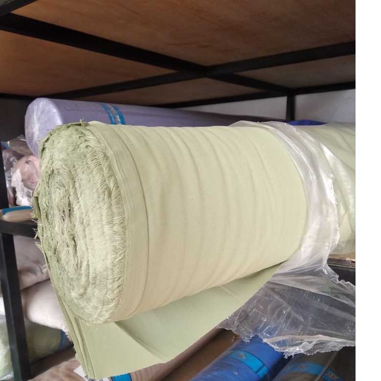 Kain Wolfis/ Woolpeach/ Wolvis Grade A Harga Setengah Meter-Kain Hijau Sage