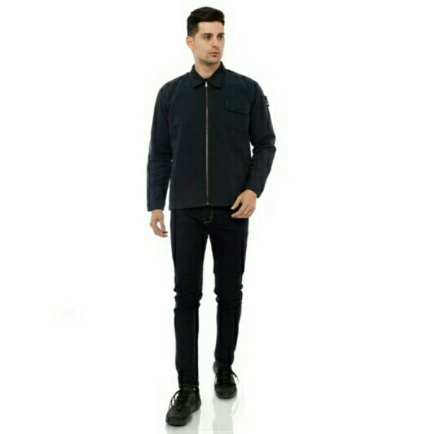 Jaket Casual Semi Parka Biru Navy