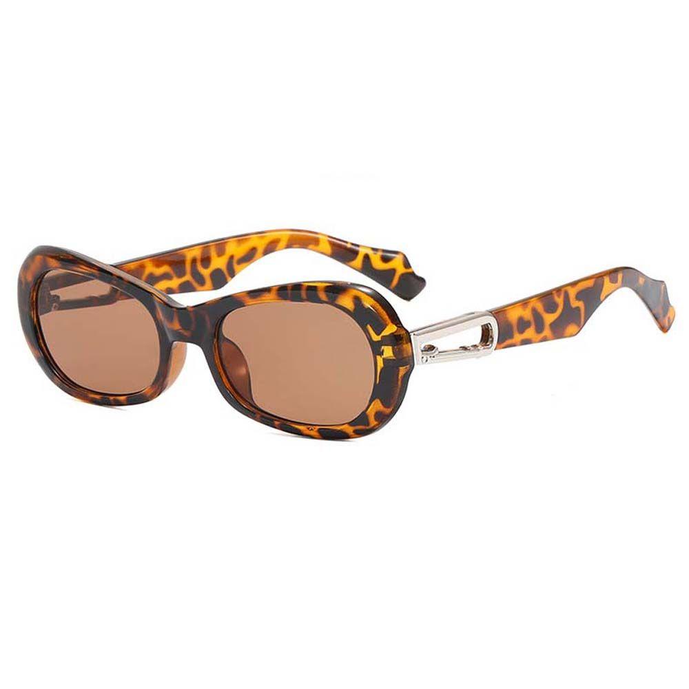 Mxbeauty Kacamata Oval Pria Fashion Retro Putih Motif Leopard Bingkai Kecil Warna Hitam Biru Gaya Korea Sunglasses