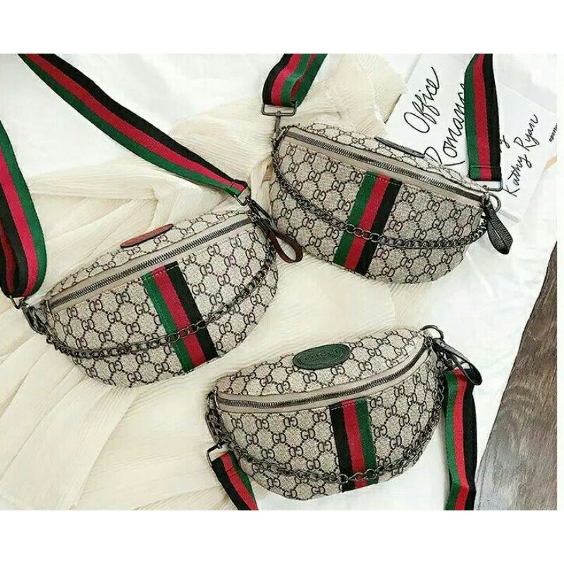 waistbag import kulit PU premium-waistbag wanita fashion korea-tas