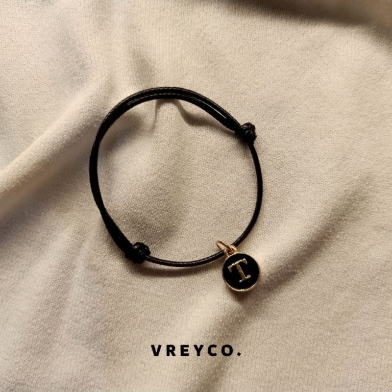 [INISIAL] MODEL A GELANG TALI INISIAL EPOXY COUPLE PASANGAN HITAM-2