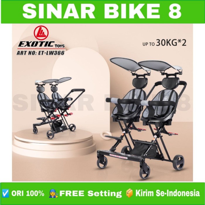 Magic Stroller Baby EXOTIC ET LW 366 Twins Kanopi Untuk Bayi Kembar