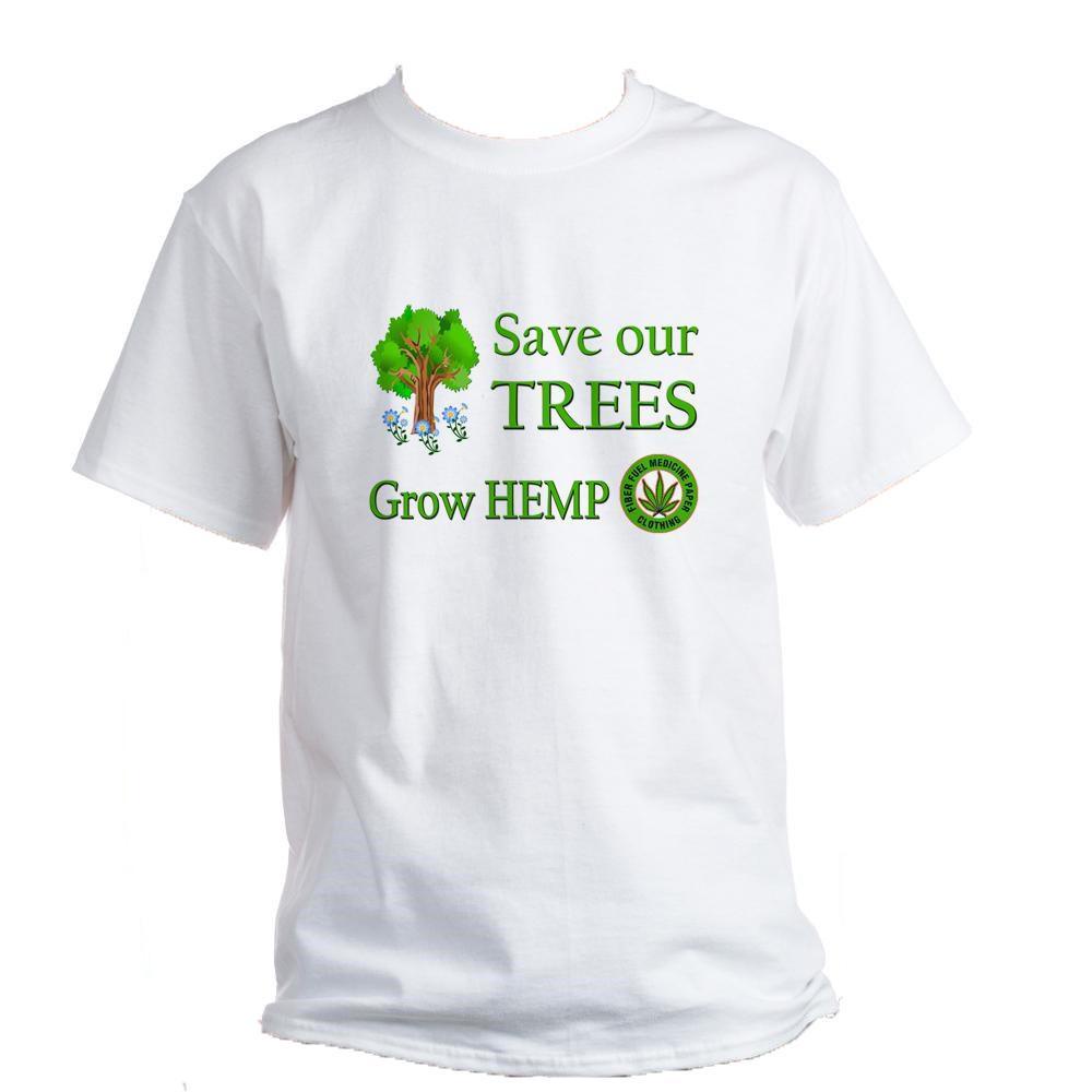 Save Trees - Grow Hemp White Kaos Murah