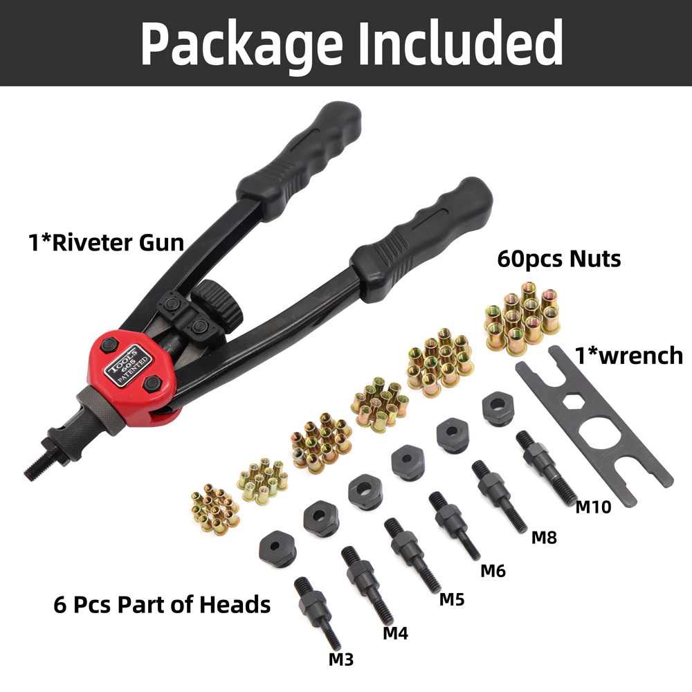 HIFESON Hand Threaded Riveter Nuts Guns with Nuts 605 60PCS - BT605