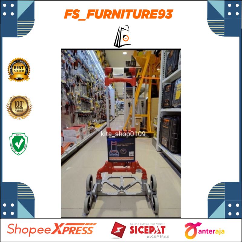 Krisbow troli barang lipat 6 roda 70 kg/troli tangga/foldable troli/troli serbaguna/troli otomatis
