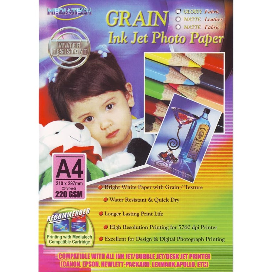 Paper Inkjet Matte Grain Motif Kain A4-220 Gsm - 20 Sheet - 31052