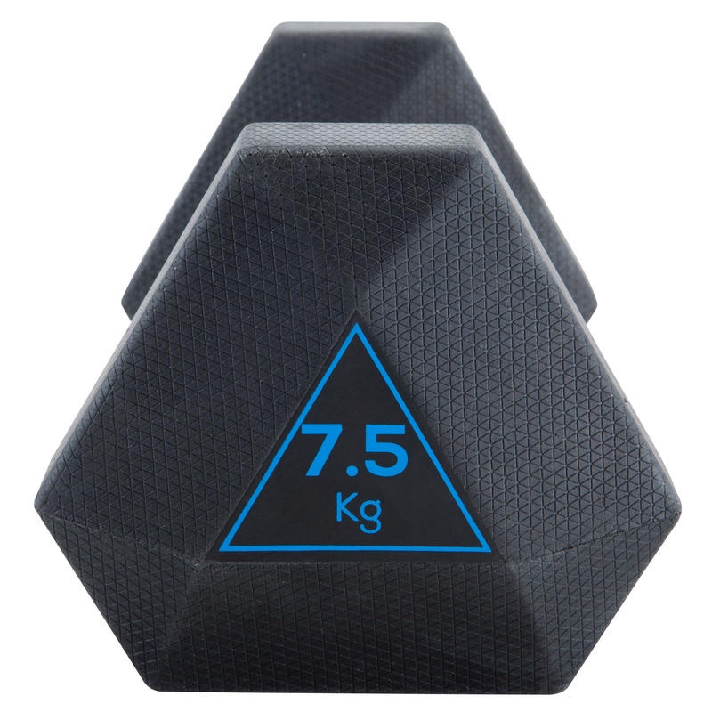 DOMYOS Hex Dumbbell Barbel Alat Angkat Beban Gym Fitness Berat 7.5 kg
