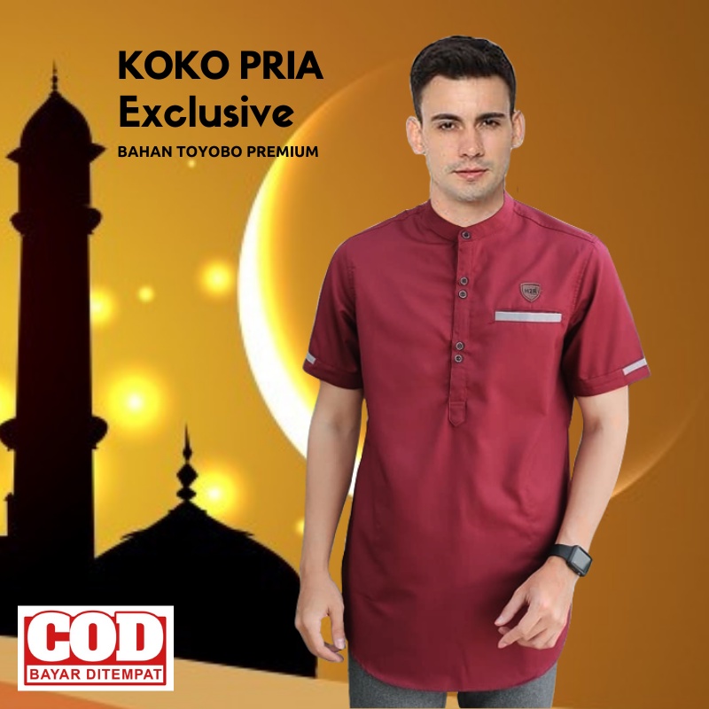 Baju Koko Pria Exclusive Kemeja Atasan Pakaian Fashion Muslim Cowok Laki Laki Dewasa Remaja Kurta Pa
