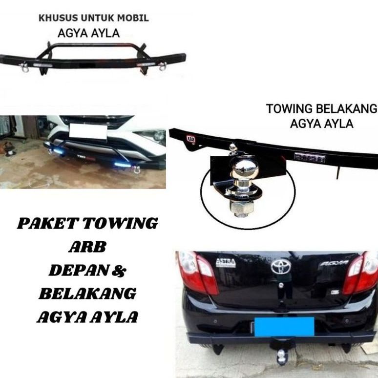 PAKET TANDUK TOWING BESI PELINDUNG BUMPER BEMPER DEPAN BELAKANG MOBIL AGYA AYLA MODEL ARB