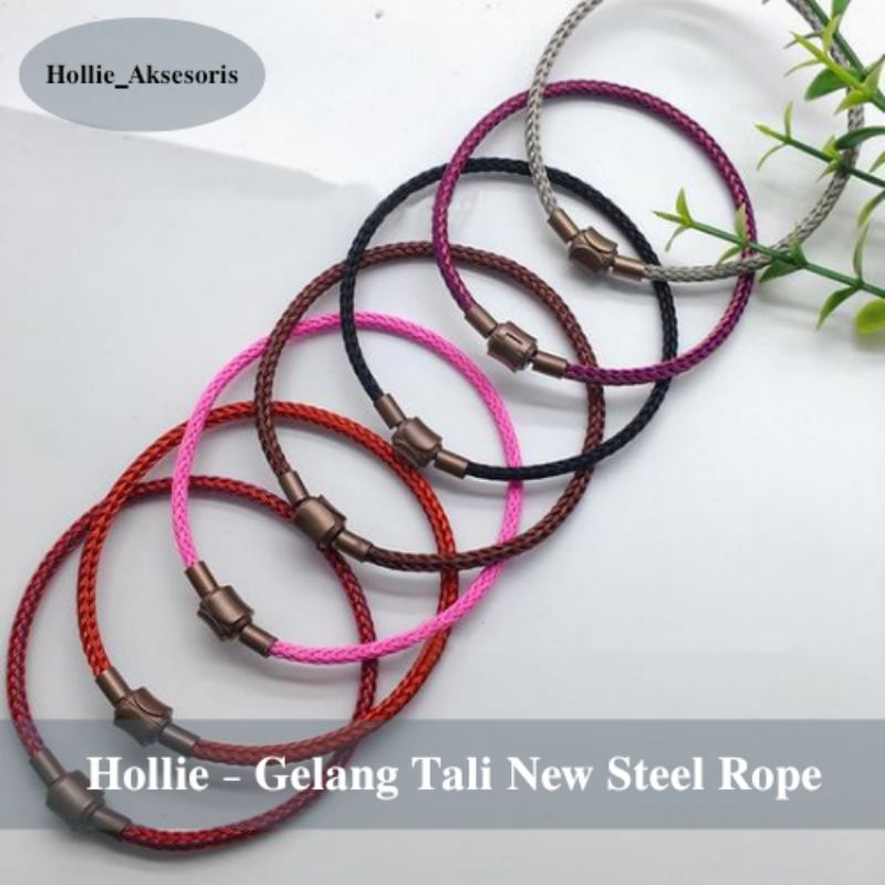 Gelang Tali Kawat Anti Air Gelang tangan wanita Waterproof Untuk Charm Liontin Huruf Emas Asli [FREE