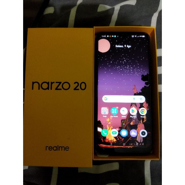 HP Second Murah Cocok untuk anak sekolah realme Narzo 20 (4/64GB) Blue fullset original
