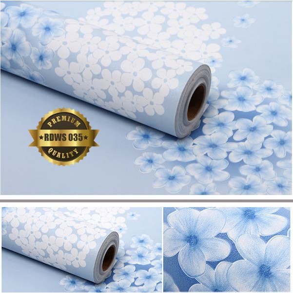 Wallpaper Sticker Tembok Elegan Bunga Dandelion Biru Walpaper Dekorasi