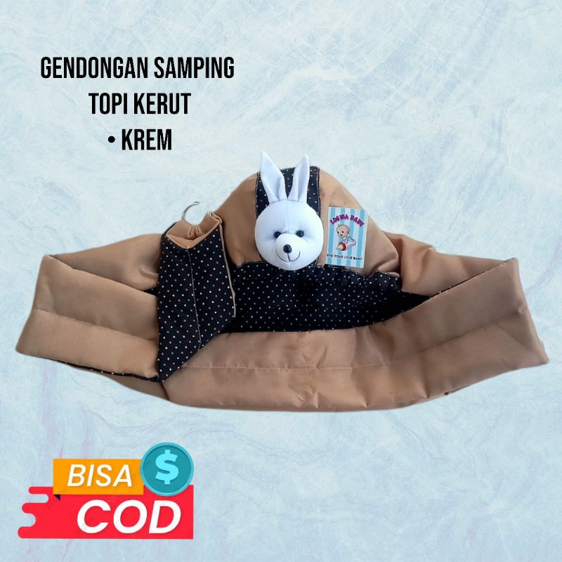 Gendongan samping bayi topi kerut