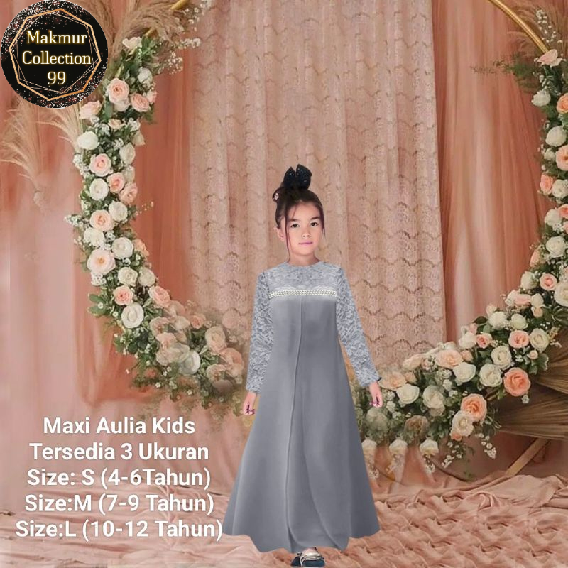 Gamis Anak Perempuan Terbaru Maxi Aulia Kids Brukat 4-12 Tahun matt Moscrepe Good Quality