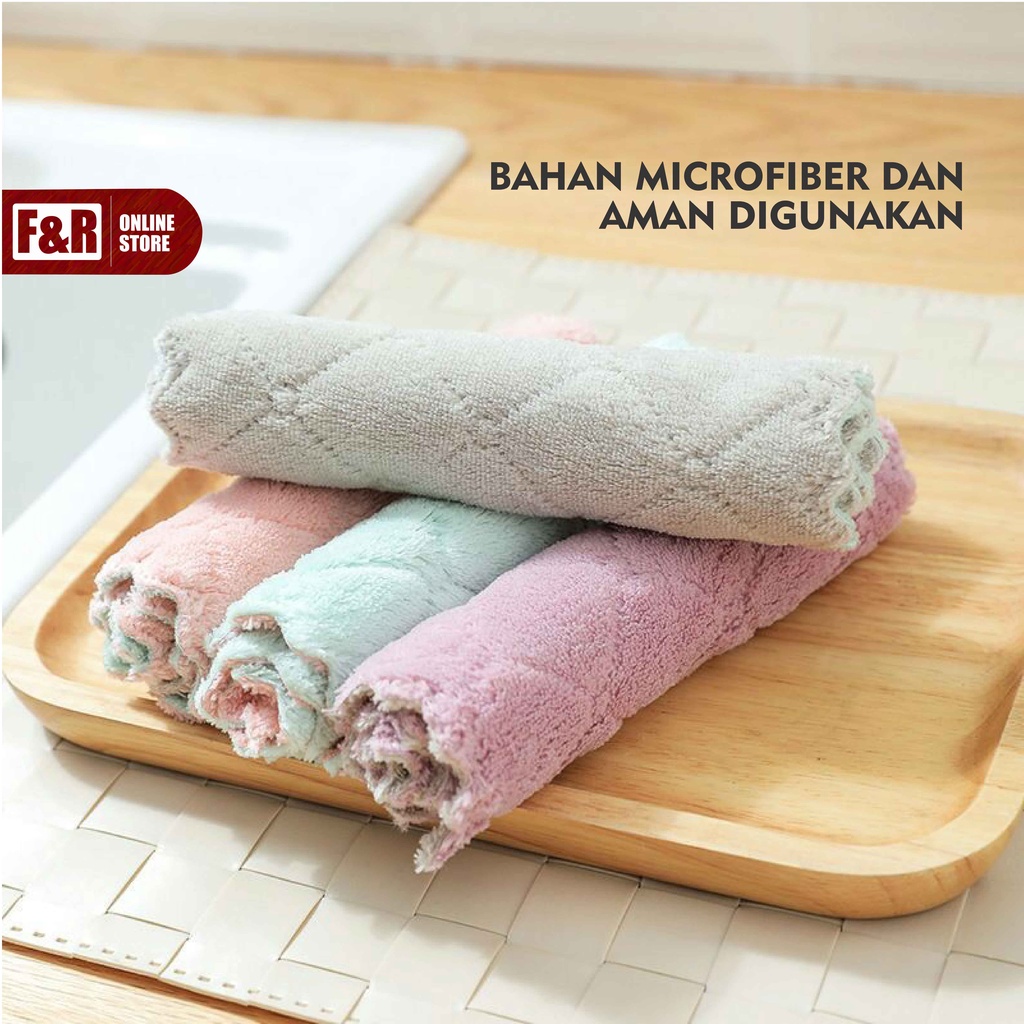 Kain Lap Microfiber Dapur Anti Minyak Lap Piring Kompor Serbet Dapur Serbaguna Lap Mikrofiber