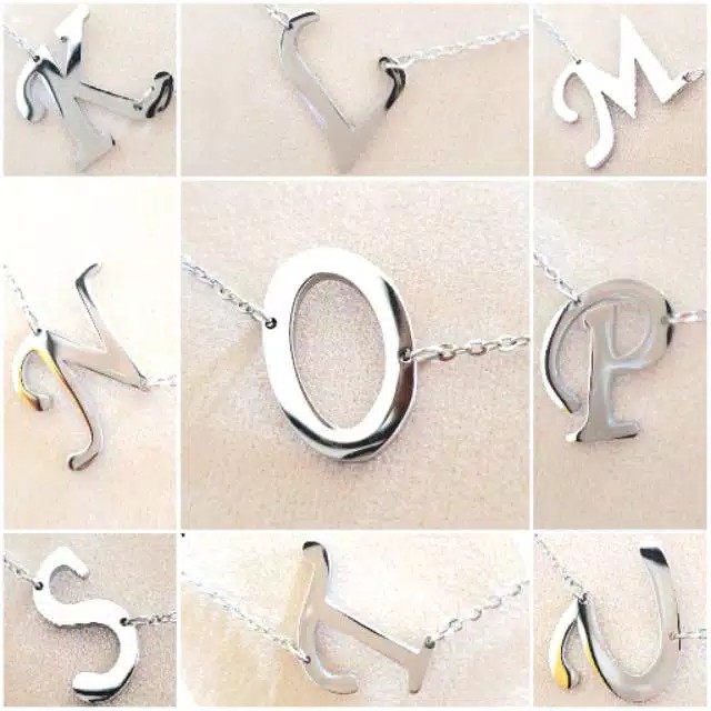 Kalung inisial huruf A-Z Titanium anti karat/kalung alfabet wanita/kalung wanita titanium