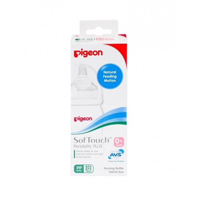 Pigeon Softouch Wide Neck Nursing Bottles with Peristaltic Plus Nipple 160ml - Warna Random