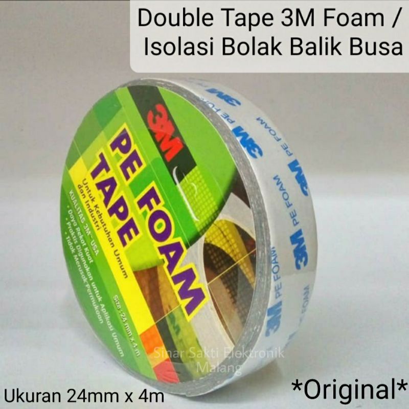 

Double Tape 3M Foam Tape 24mm x 4m Isolasi Bolak Balik Busa Original Solasi