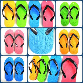 Sandal jepit wudhu emboss 10 pasang sandal jepit wudhu emboss cetak timbul sandal wakaf