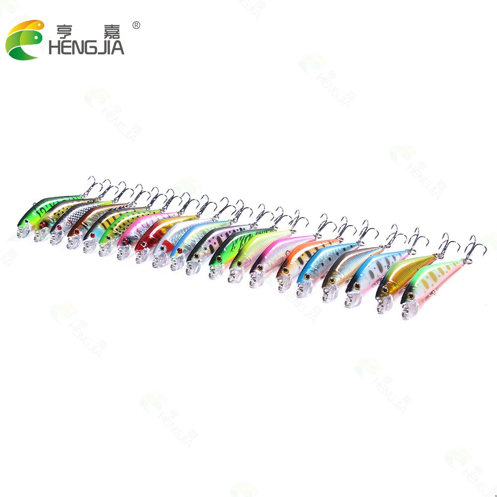 Hengjia 20Pcs Umpan Pancing Hard Bait Bentuk Ikan Imitasi Mata 3D 6.8cm 5.2g Dengan Kail Treble