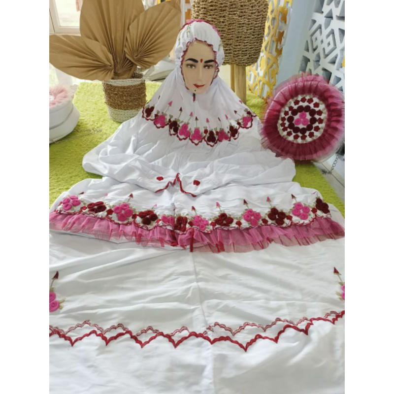 mukena terusan dewasa / mukena terusan bordir - mukena dewasa putih - mukena terusan - mukena dewasa