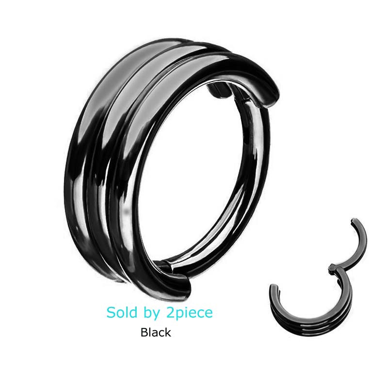 2Pcs Anting Hoop Ukuran 8mm Bahan Stainless Steel Warna Silver / Hitam / Rose Gold