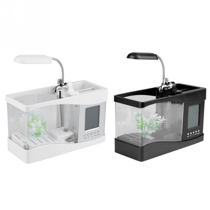 Aquarium Ikan Mini Usb Cupang Hias Akrilik Lampu Led Aquarium Mini